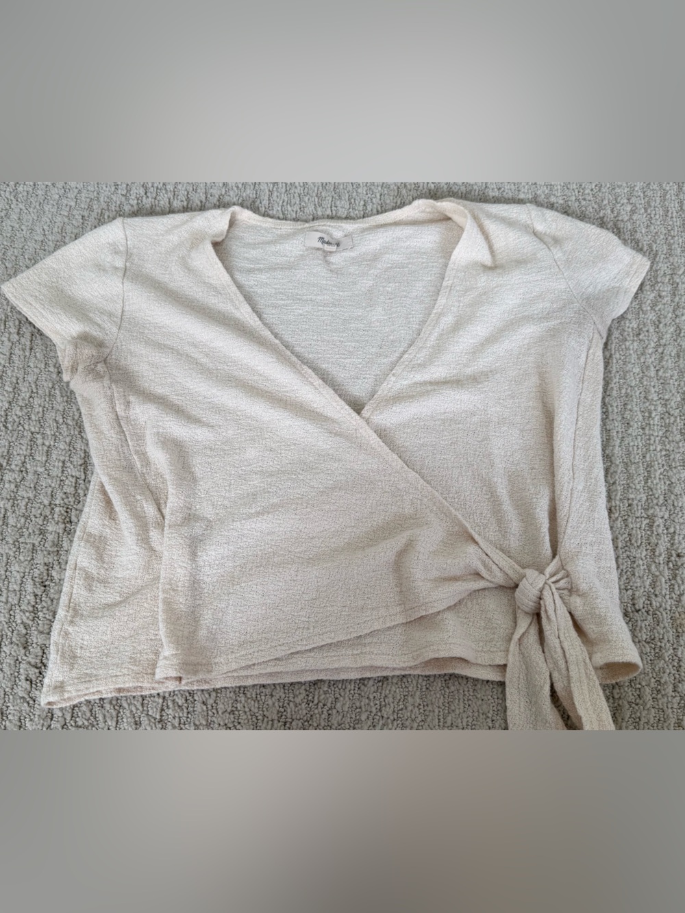 Madewell Cream Wrap Tie Short Sleeve Top